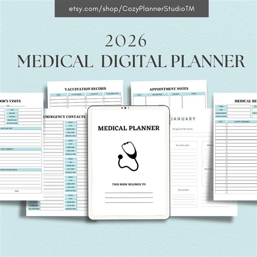 Medical Planner Printable | Health Tracker, Doctor Visit Log (A4, US Letter PDF) - Etsy