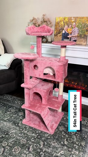 54-Inch Tall Pink Cat Tree: Perfect for Your Feline Friend