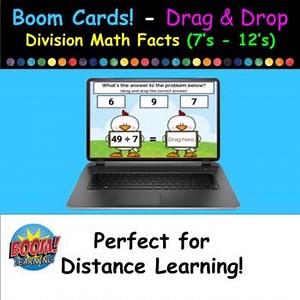Boom Cards - Drag & Drop Division Math Facts (7's - 12's) - 30 Card Set