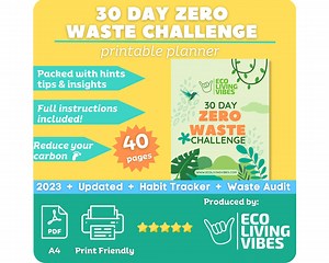Zero Waste Challenge Planner- PRINTABLE Waste Reduction Journal, Organizer, Daily Planner, Weekly Reflection & Audit Checklists - Etsy