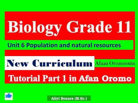 New Curriculum Biology Grade 11 Unit 6 Population and natural resources Tutorial Part 1 in A. Oromo