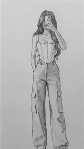 a sketch of a girl with selfie 🤳 #newtrend #viralsketch #drawing