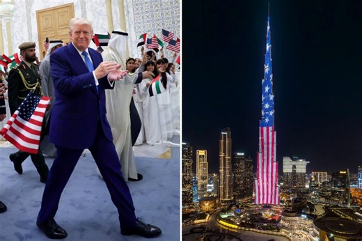 World’s tallest building lit up with American flag as President Trump arrives in UAE