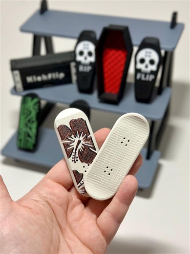 Kickflip Magnetic Skateboard Fidget Toy With Sliding Case Option | Hibiscus White and Red - Etsy