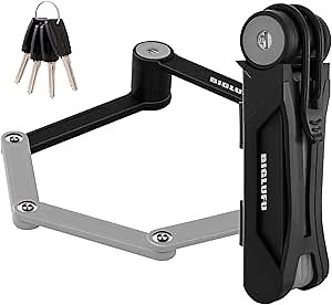 BIGLUFU Bike Lock Bicycle Scooter Motorcycle Folding Locks with 4Keys, Fold Chain Heavy Duty Alloy Steel Foldable Lock with Mounting Bracket 2pc Straps, 86cm/34 Unfolding, 1.92 lbs