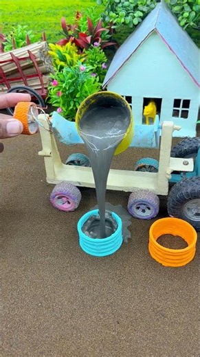 😱 Real Working Mini Tractor Making Cement Pillar | Amazing DIY Construction Machine 🚜 #shorts
