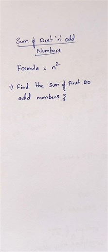 👉 Sum of First n Odd Numbers = n² 🤯 #Shorts #mathshorts #viralshorts