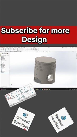 SolidWorks Piston Modeling for Mechanical Students #shorts #cad #solidworks
