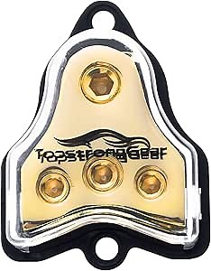TOPSTRONGGEAR 0/2/4 Gauge in 4/8/10 Gauge Out Copper Power Distribution Block for Car Audio Splitter