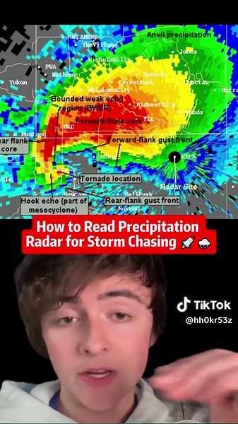Learn how to read precipitation radar like a pro! 🌩️ Discover how to spot hook echoes, outflow boundaries, and more. Perfect for budding storm chasers! What do you want to learn about radar next? Save this for your next storm chase! #weather #storm #tornado #fyp #viral