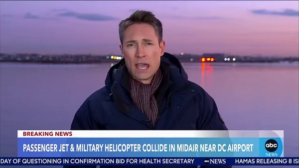 ABC News' Whit Johnson has the latest updates on the deadly mid-air collision between an American Airlines regional jet and a U.S. Army Black Hawk helicopter over the Potomac River. https://abcnews.link/K5CQXbl | Good Morning America