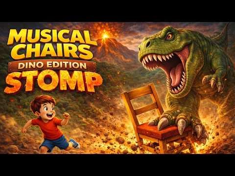 Dinosaur STOMP Musical Chairs Game 🦖 (Music With Stops!)