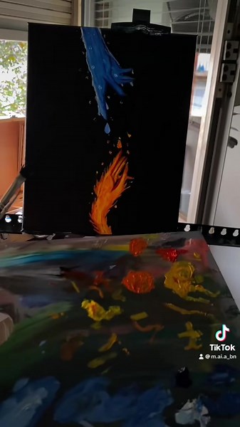 #💧#🔥#twinflames #maindedieu #paintingideas #PaintingProcess #oilpainting #FireAndWater #TwinFlameArt #CreativeProcess #ArtisticInspiration #SoulmateArt # #paintwithme