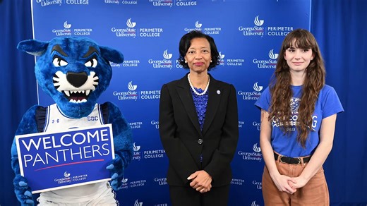 #PantherWelcome starts here! 🐾 Join our Dean, Dr. Barbara Johnson, and Pounce as they help us welcome you back for the spring semester. We’re so glad you’re here, Panthers! 💙 | Georgia State University - Perimeter College