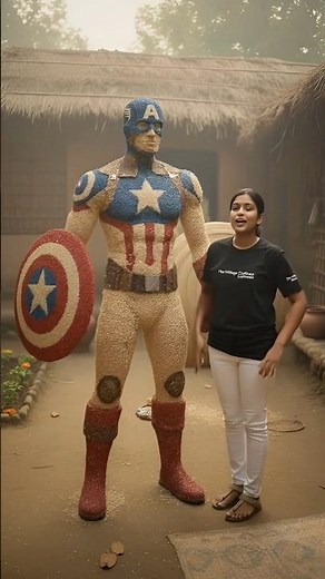 rice husk to a legend 🇧🇩Captain America handmade in a village #CaptainAmerica #ricehusk #ViralShorts