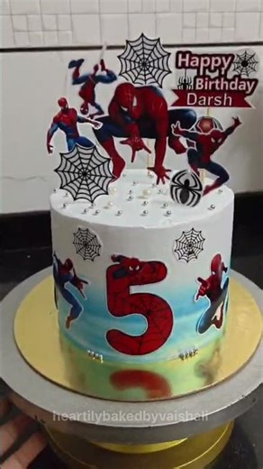 Amazing Spider-Man Theme Cake for 5th Birthday 🎂🕷️ | Kids Special Cake #shorts