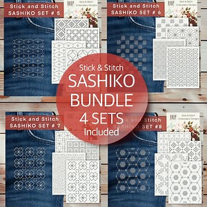 Stick and Stitch Sashiko Pattern Bundle – Set of 4 Visible Mending Embroidery Patches, Japanese Hand Sewing, Peel & Stick Repair Designs - Etsy Australia