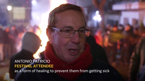 Horses leap through flames in a ritual to honor St. Anthony in Avila, Spain
