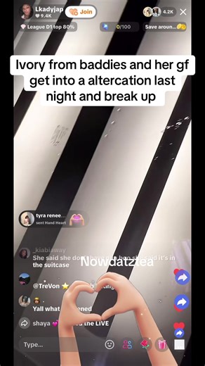 Ivory was live last night and said her and her gf are done she’s on her way back home #nowdatztea @Big ivory 2.0