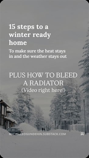 Michelle Ogundehin on Instagram: "IS YOUR HOME WINTER READY? Top tip, bleed your radiators. No good having the boiler pumping away if the heat is not being evenly distributed through your rads. How do you know if they need bleeding? They’ll feel colder at the top than the bottom due to air getting trapped in them over the summer. Quick to fix with either a flat-head screwdriver or a radiator key (about £1 in any DIY store), a towel, and a container to catch water. See video! It’s one of the easi