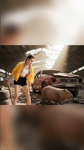 Capybara's tank was destroyed by Ti and her sister made a giant tank #trending #funny #ytshorts #...