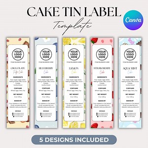 Mini Cake Tin Label, Editable Bakery Label, DIY Bakery Label, Small Bakery Business Packaging, Printable Bakery Label, Canva Template - Etsy