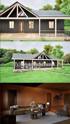 57×37 Modern Barndominium House Plan | 3 Bed Ranch-Style Barndo #blueprint #tinyhouse #12blueprints