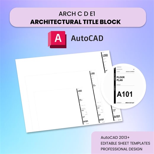 Autocad Title Block Template - Editable DWG, ARCH C D E1 - Digital Download - Etsy
