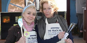 Just launched! Fresh out of the oven, here's the full episode of Emma and Sophie Thompson's Frack Free Bake Off. Yesterday, together with local people and Greenpeace volunteers, they occupied the site that Cuadrilla's earmarked for fracking in Lancashire. Though Lancashire voted for its favourite cake, the government is stopping people having the final vote on fracking. Sign the petition to push back >> http://bit.ly/1rkzgMN | Greenpeace UK