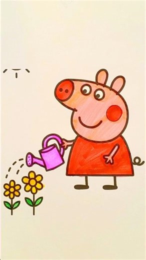 Peppa Pig watering the flowers 🌹🌺 for kids #peppapigcoloring #drawing #howtodrawforkids #peppapig