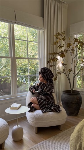 From morning coffee to self-care evenings — your new everyday indulgence, wrapped in softness. The Luxe Bathrobe, now in Espresso Coconut Stripe — designed to make every ritual feel like home. | Cozy Earth