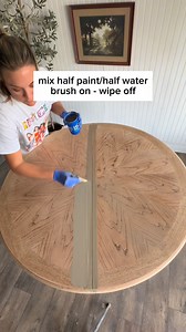 the most slept on DIY trick ever!!! 🤯🤯 tones down orange, blends blotchy wood, and gives you that soft, modern raw-wood look with zero heavy stain. Half paint half water → brush → wipe → done. Keep this in your back pocket for the next “what color should I stain this?” panic moment. #DIYhack #furnitureflip #woodtransformation #paintwash | The Teddy James Co.