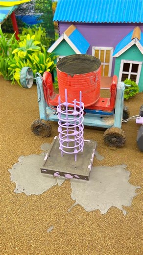 Satisfying Mini Cement Pour 😍 | Tiny Pillar Foundation Build #shorts