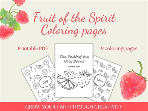 Fruit of the Spirit Coloring Pages, Christian Coloring Printable PDF, Bible Study Activity, 9 Scripture Coloring Pages, Faith Based Gift - Etsy