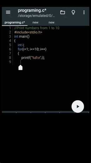 programming in C.. Print numbers from 1 to 10 #diploma #programinginc #computerstudents