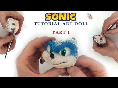 How to sculpt Face Sonic Hedgehog from Polymer Clay - Sculpting Timelapse Art doll (Part 1)