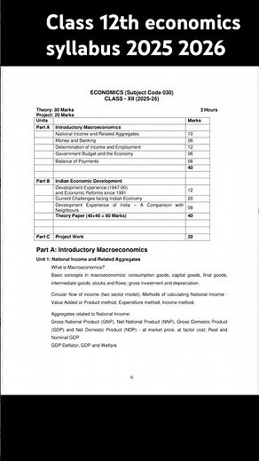 class 12th economics syllabus 2025 2026 #class12syllabus2025 #exam #commerce #education #study