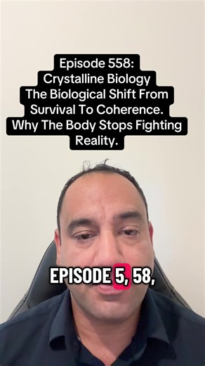 Episode 558: Crystalline Biology The Biological Shift From Survival to Coherence Why the Body Stops Fighting Reality Survival biology is built for threat. It prioritizes speed, protection, and endurance. Crystalline Biology is built for coherence. The shift is not psychological. It is biological. In survival mode, the body: \t•\tscans for danger \t•\tbraces against uncertainty \t•\treacts before clarity \t•\tspends energy defensively This keeps systems alive — but never at rest. Coherent biology