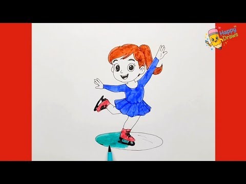 Let's Draw an Ice Skater | Easy Ice Skater figure Drawing & Coloring Fun for Kids & Beginners