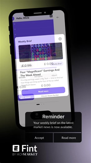 Your Fint Invest weekly brief is live 📩 This week’s snapshot breaks down the ‘Magnificent Four’ earnings and what they’re telling us about the market right now. With Meta, Microsoft, Tesla and Apple reporting, it’s all eyes on big tech and what it could mean for the week ahead. Quick, clear and straight to the point. No noise. Checked yours yet Or download the app to get it 📰 Capital at risk. This content is for information only and is not personal financial advice. All images shown are illust