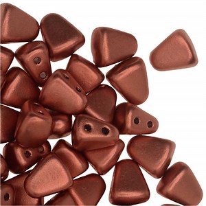 Czech Glass Matubo, Triangular 2-Hole Nib-Bit Beads 5.5x6mm, Matte - Metallic Antique Copper ( 2.5" Tube)