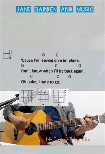 Jam Demos Leaving On A Jetplane -John Denver- Note: just ignore my voice, I'm not a singer. Based on my own interpretation/adaptation of the song and not intended to teach or represent how the original song was actually played. For illustration/educational purposes only. All rights belong to the respective owner/s of the song. Printable copy of this song is available for free at our FB page Jans Garden and Music #acousticguitarlessons #followerseveryonehighlightssfypシ゚viral | Jans Garden and Mus