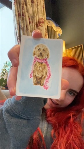 I mean it’s a dog in a feather boa #cockapoo #watercolour #painting #art