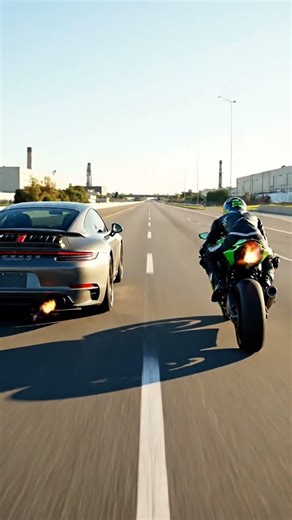 Porsche 911 Turbo S vs Kawasaki Ninja ZX-10R: 0-200 km/h Highway Pull