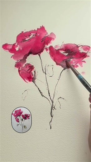 Loose Crimson Watercolor Poppies 🌺