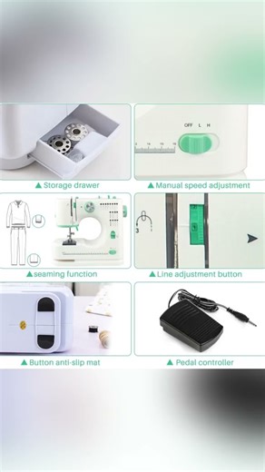 Beginner-Friendly Portable Sewing Machine with 16 Built-In Stitches and Foot Pedal