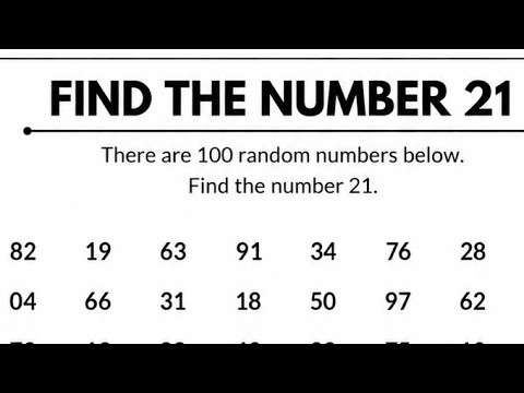 Can You Find Number 21? 🔍 | 100 Random Numbers Challenge