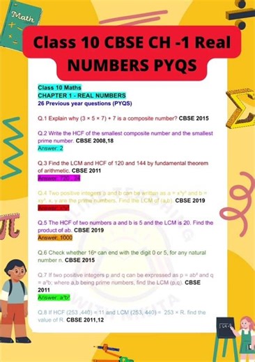 Class 10 Maths Ch-1 Real numbers PYQS| Real numbers PYQ #pyq #boardexams2024 #class10maths