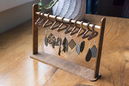 Wood Earring Display With Miniature Hangers - Etsy
