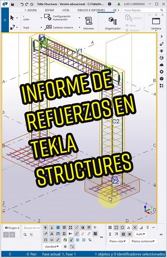 Informe de refuerzos en TEKLA STRUCTURES #topografia #arquitectura #ingenieria #bim #cad #tekla #teklastructures